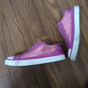 UGG Pink Leather & Sequin Sneakers
